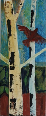 Click here to enlarge  Birch Tree with Bird 